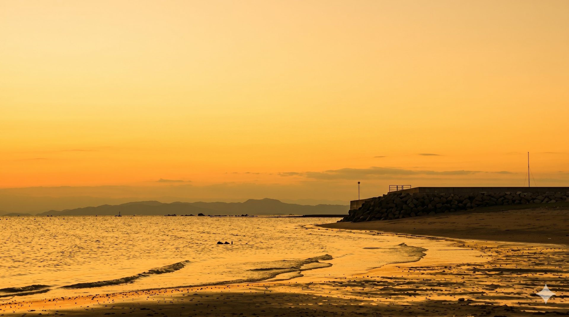 有明海の夕焼け・砂浜